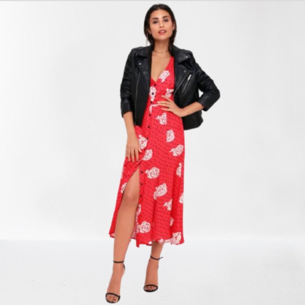 Capulet 'Elie' Satin Floral Button Front Midi Dress S NWT